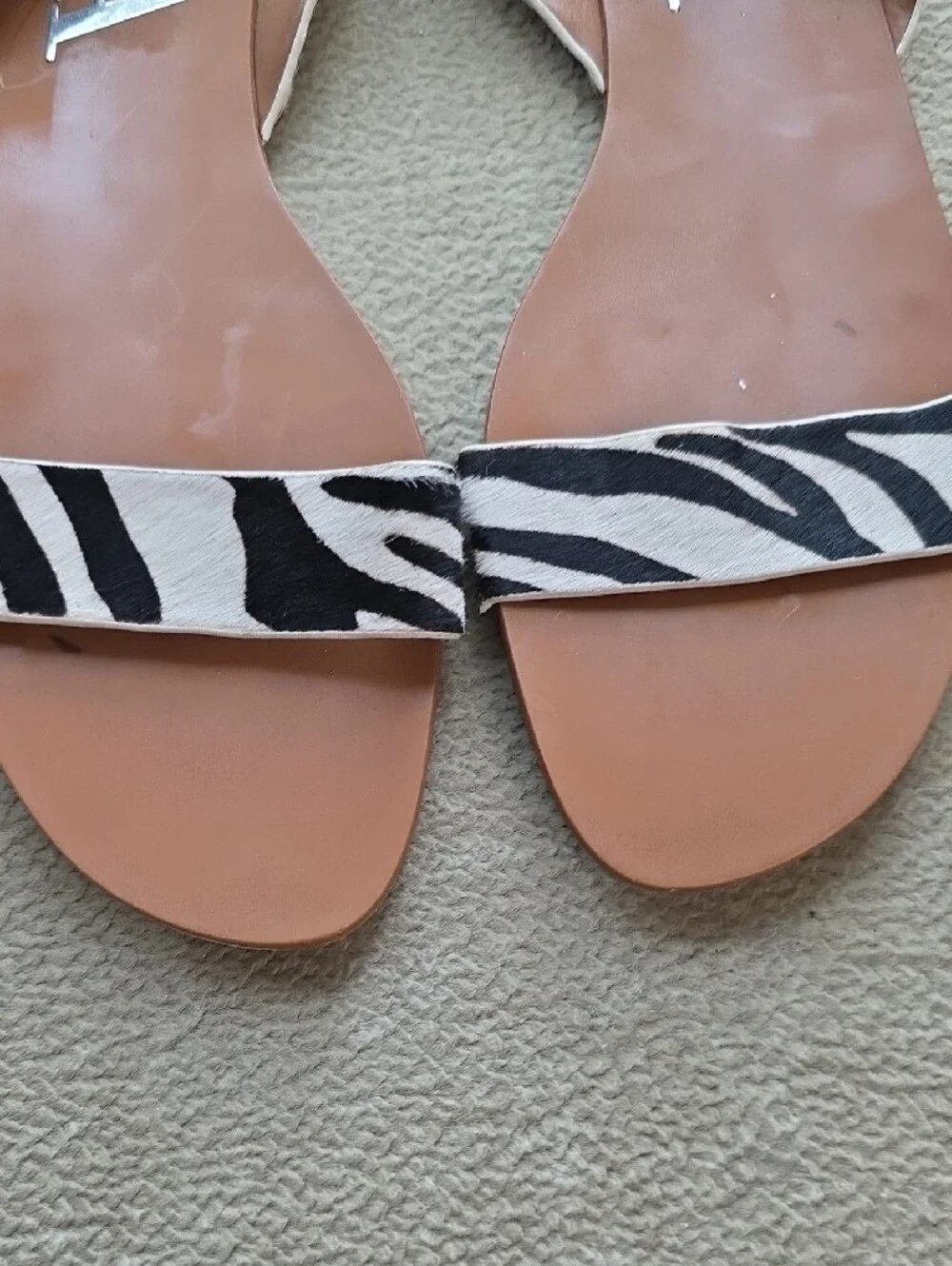 ZARA Black & White Zebra-Print Slingback Sandals Item#1023